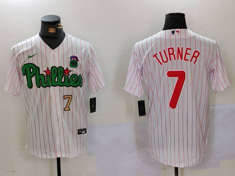 Men Philadelphia Phillies #7 Turner White stripe Second generation Joint Name 2024 Nike MLB Jersey style 2